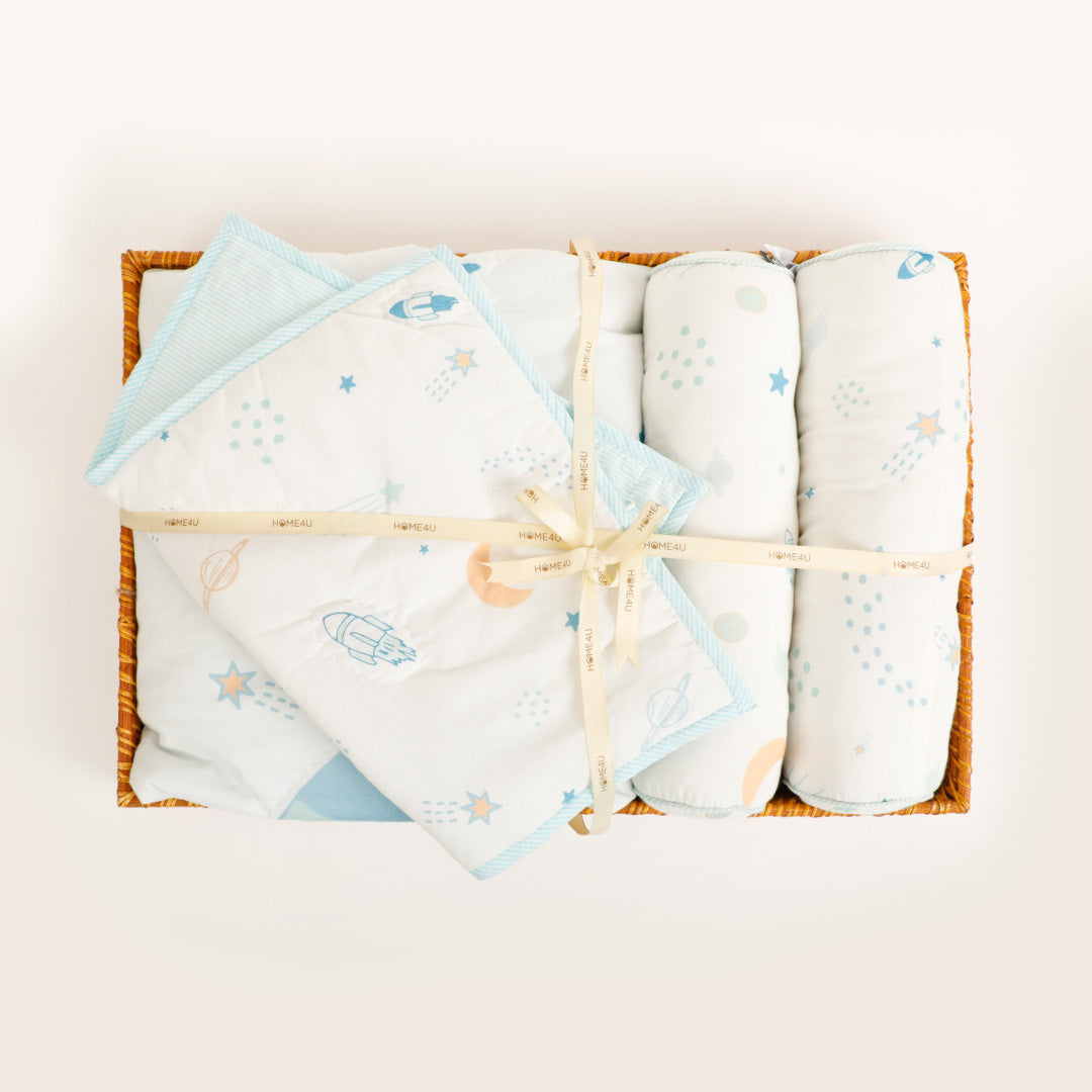 Galaxy Cot Set With 1 Quilt, 2 Bolster & 1 Pillow