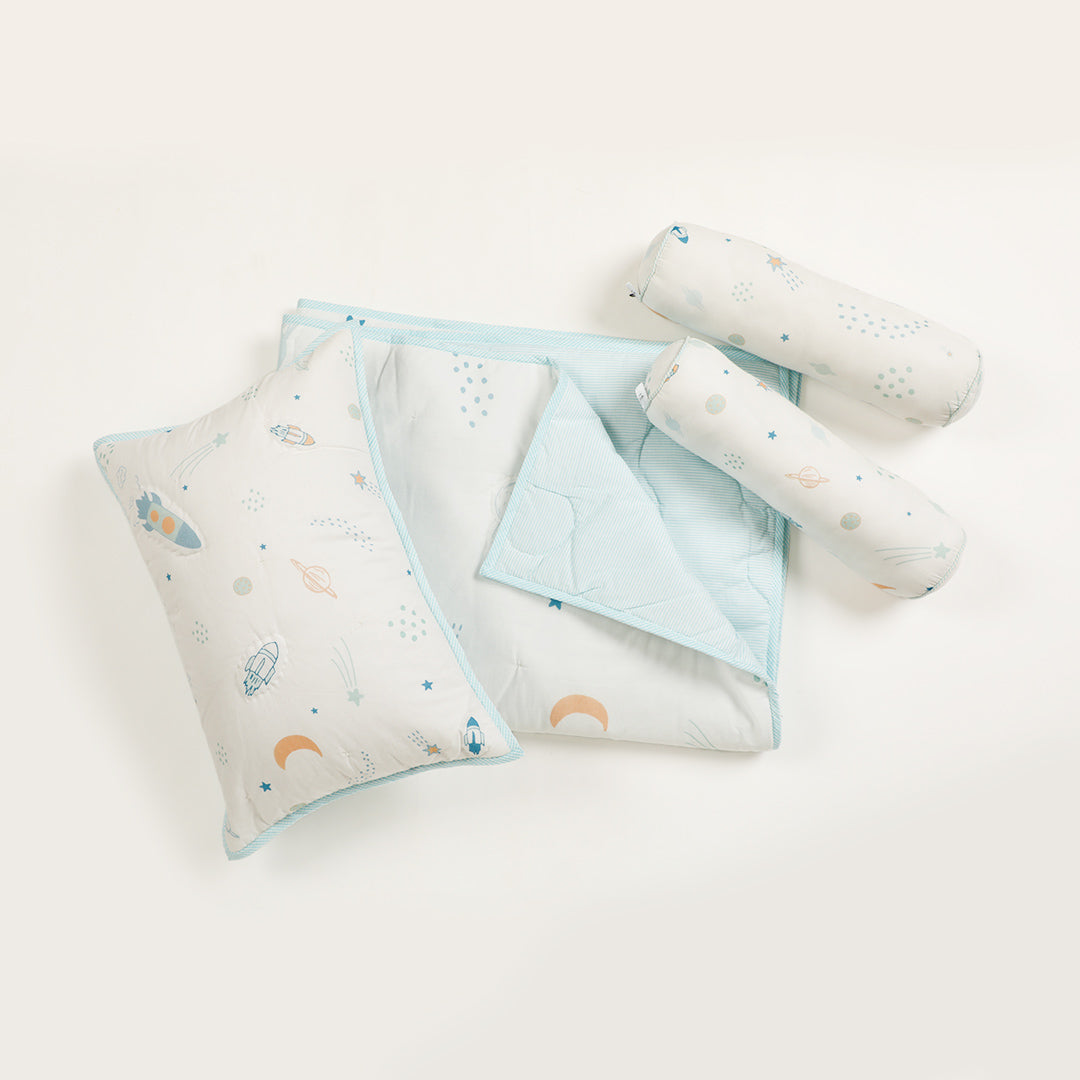Galaxy Cot Set With 1 Quilt, 2 Bolster & 1 Pillow