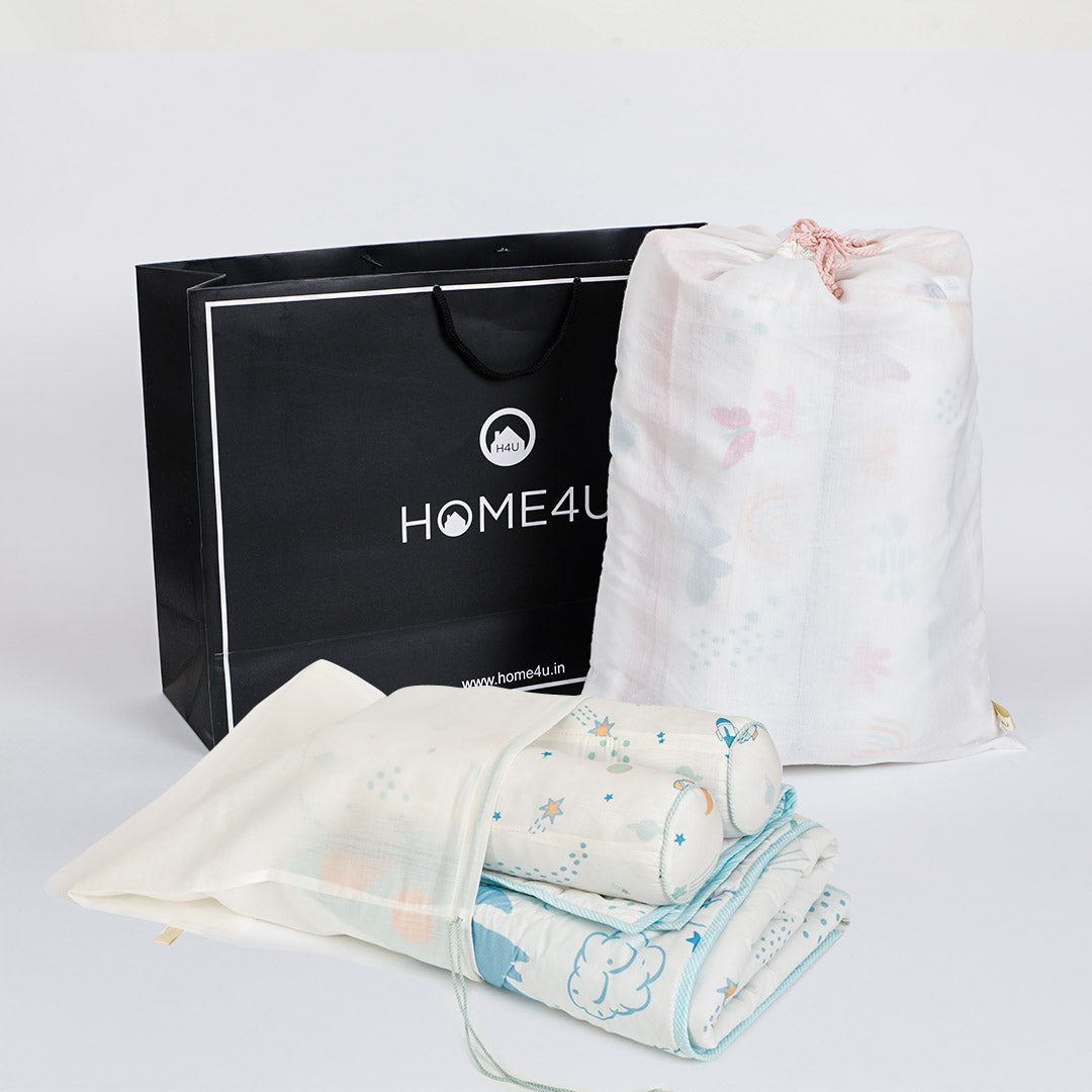 Galaxy Cot Set With 1 Quilt, 2 Bolster & 1 Pillow