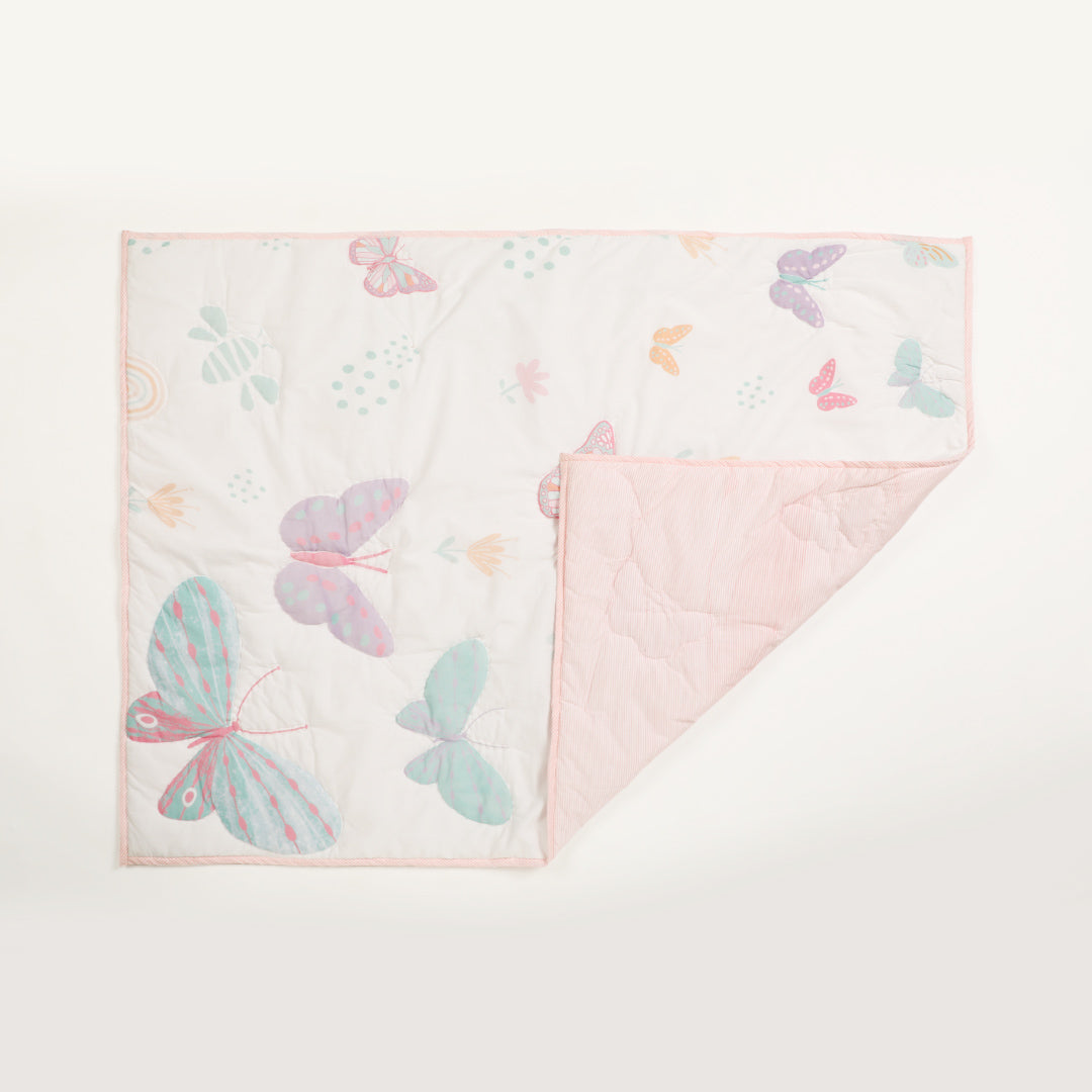 Butterfly Cot Set With 1 Quilt, 2 Bolster & 1 Pillow